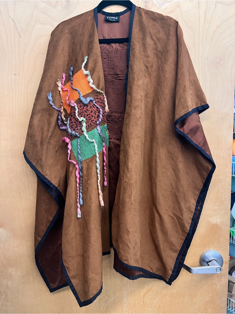 Brown Embroidered Poncho Jacket- Dilemma New York Boho handmade!